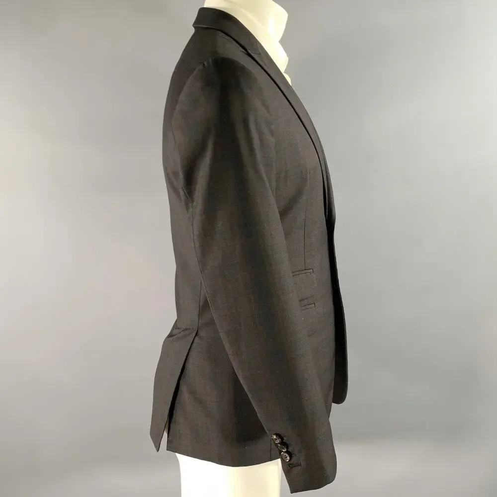 DSQUARED2 Size 38 Grey Brown Plaid Wool Peak Lapel Sport Coat